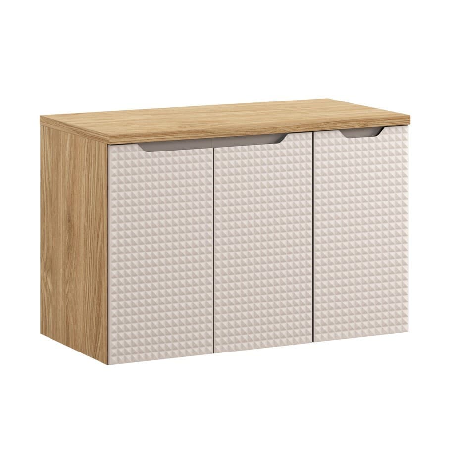 Závesná skrinka pod umývadlo Luxor Beige s doskou 90 cm béžová/dub olejovaný
