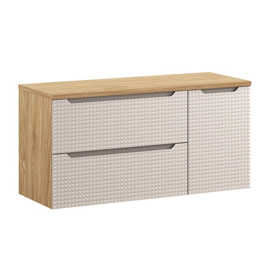 Závesná skrinka pod umývadlo Luxor Beige II s doskou 120 cm béžový/dub olejovaný