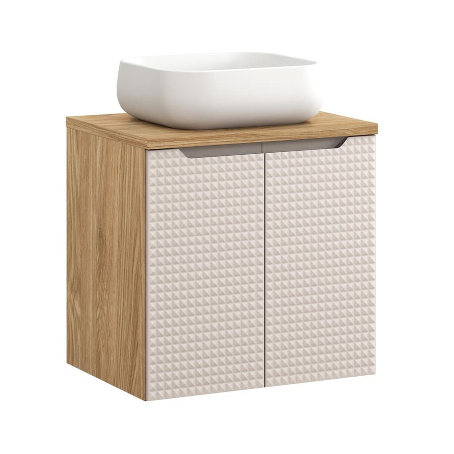 Závesná skrinka Luxor Beige Nika II s doskou a umývadlom béžová/dub olejovaný