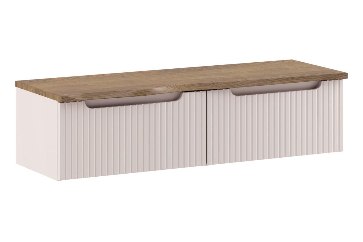 Závesná skrinka pod umývadlo Nova Cashmere s doskou 120 cm kašmírová/dub casella