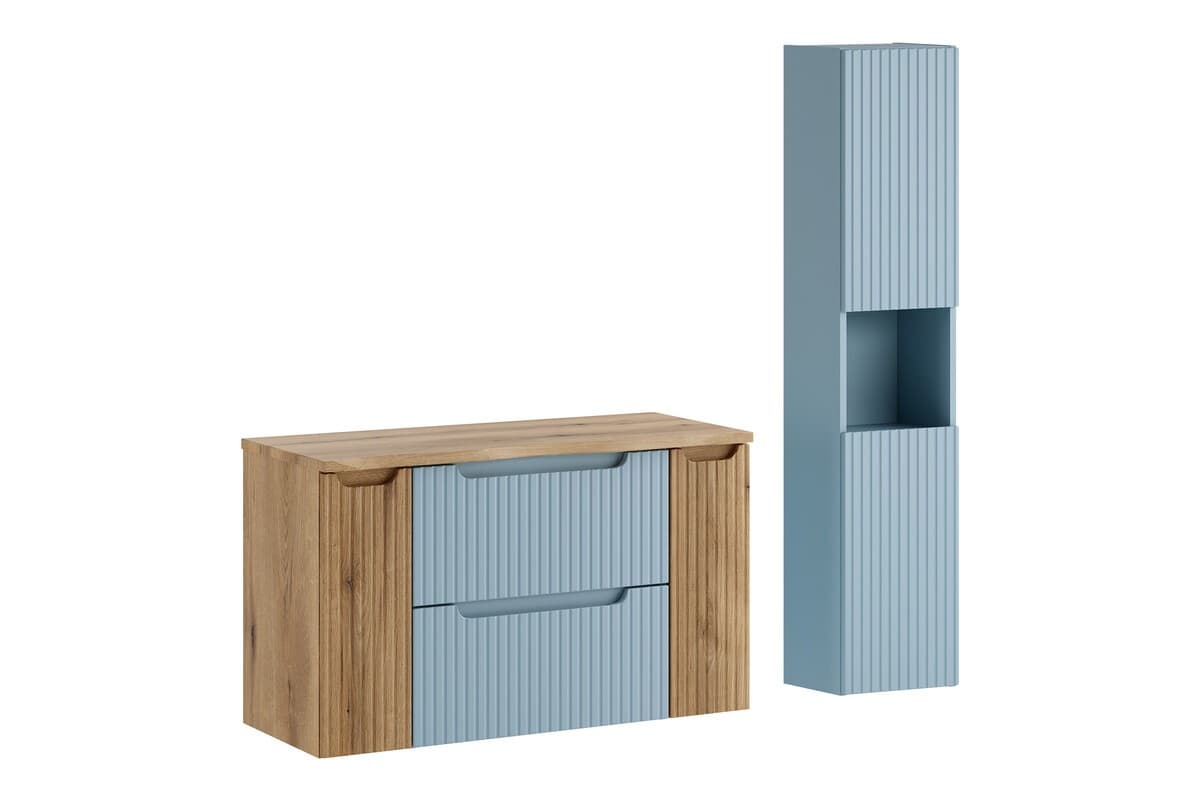 Kúpeľňová zostava Nova Denim s doskou a skrinkami 100 cm modrá/dub coast evoke