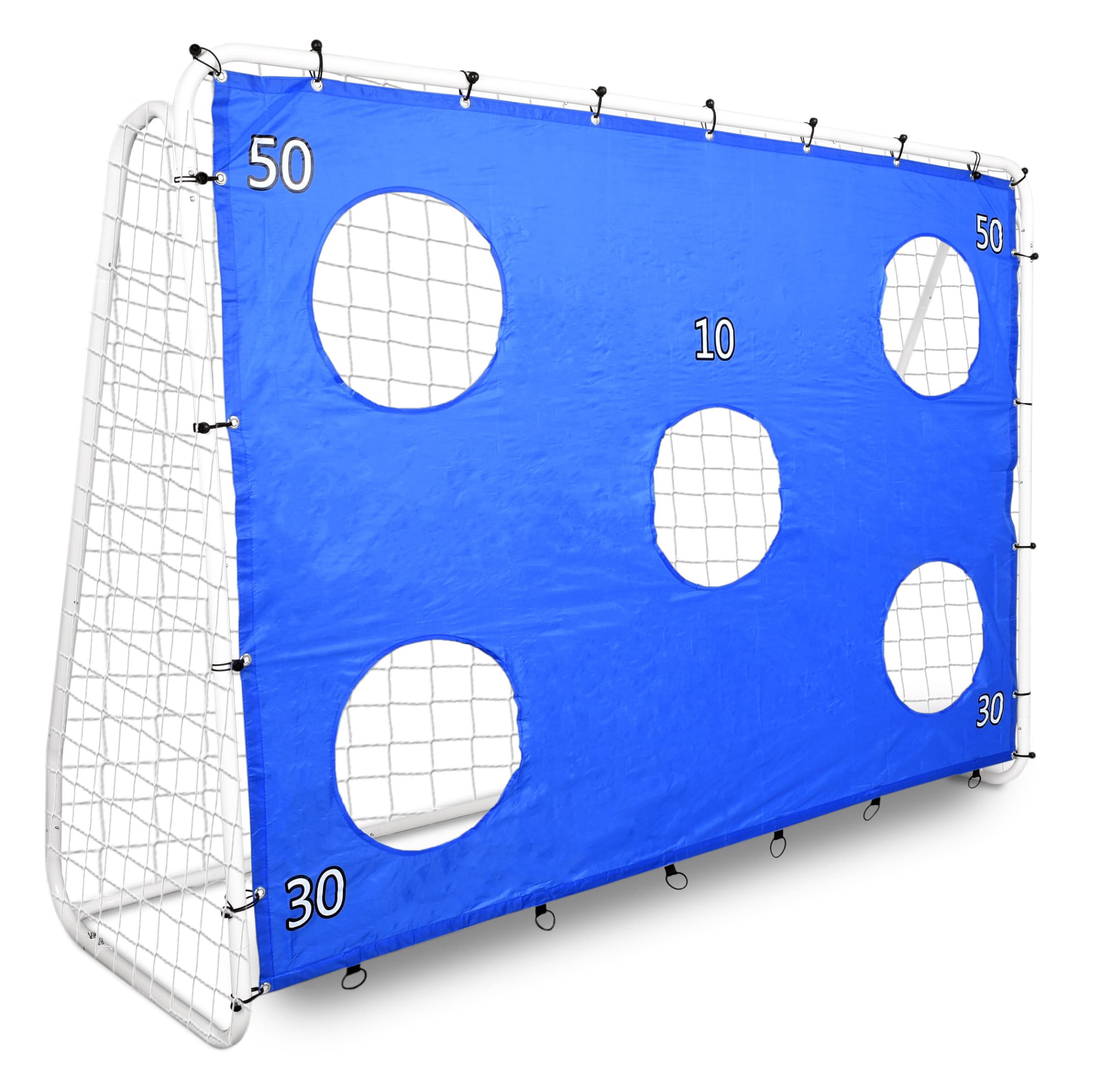 Futbalová bránka s otvormi OLSEN 240x170 cm bielo-modrá