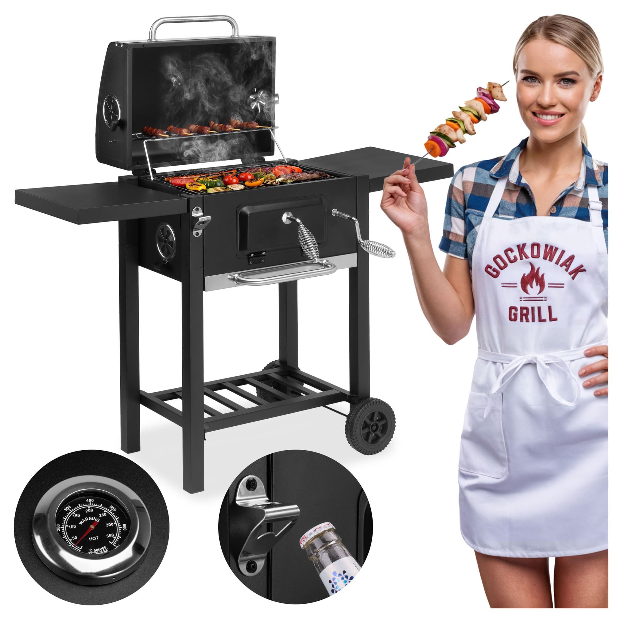 Záhradný gril na drevené uhlie CARBON čierny