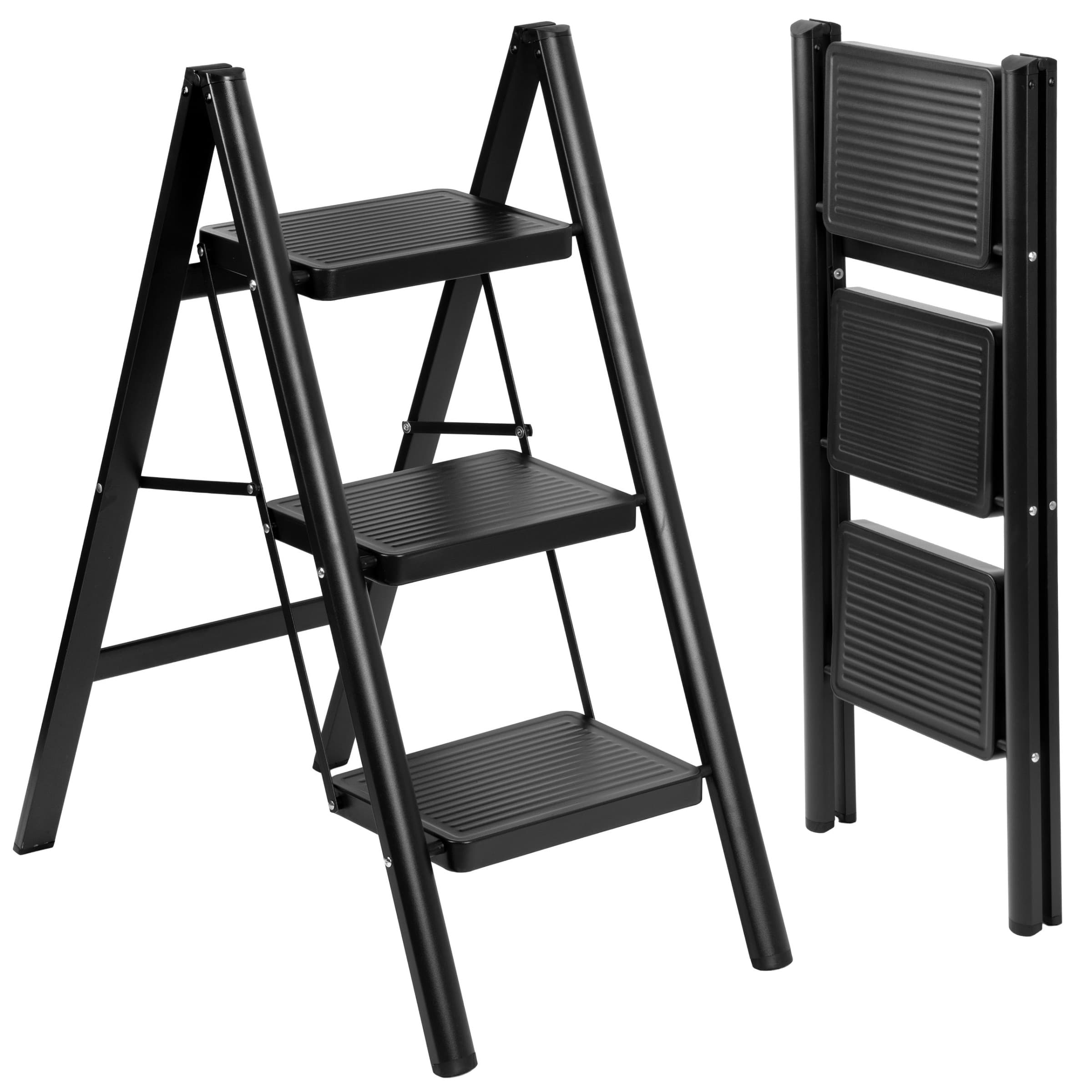 Trojstupňové skladacie schodíky Easystep čierne