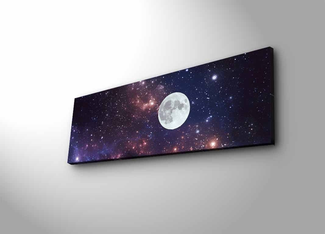 Obraz s osvetlením MESIAC NA NOČNEJ OBLOHA 30 x 90 cm