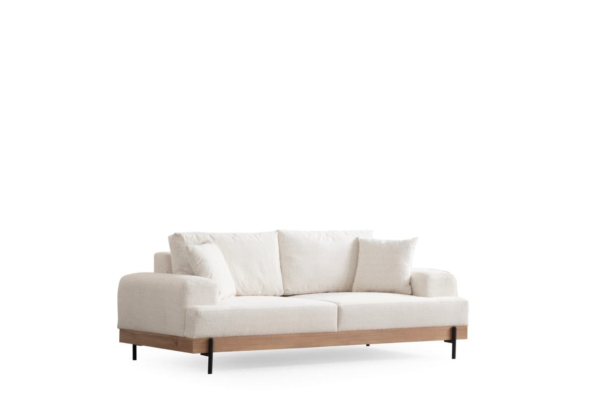 Trojmiestna pohovka Eti 220 cm biela/dub prírodný