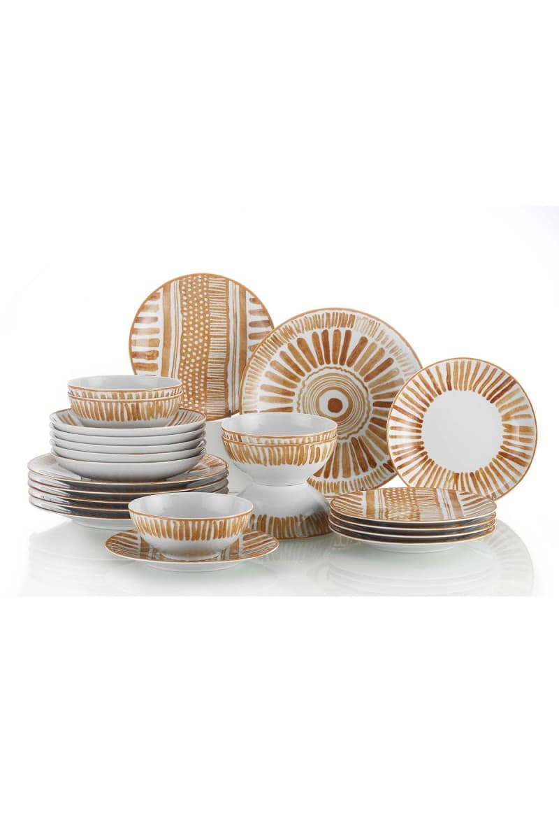 Porcelánová jedálenská súprava 24 ks Zag hnedá/biela