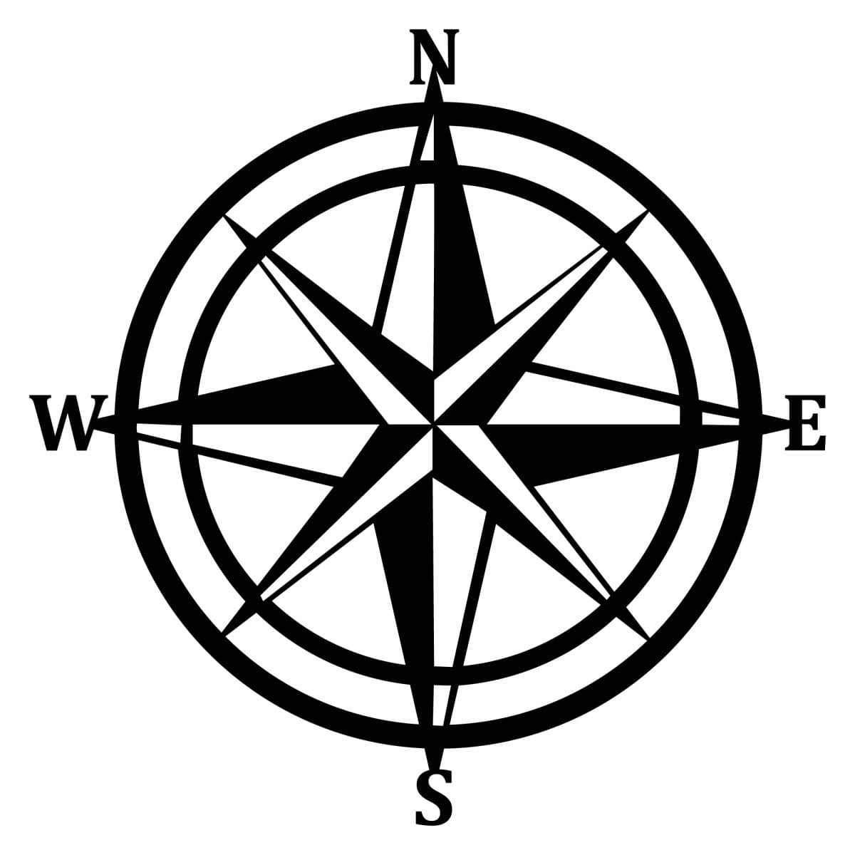 Nástenná kovová dekorácia COMPASS čierna