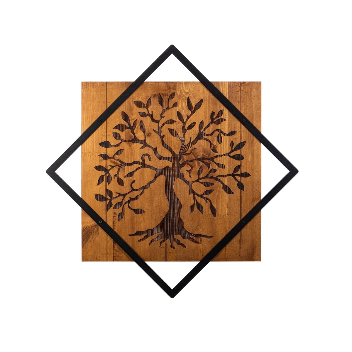 Nástenná drevená dekorácia TREE II hnedá/čierna