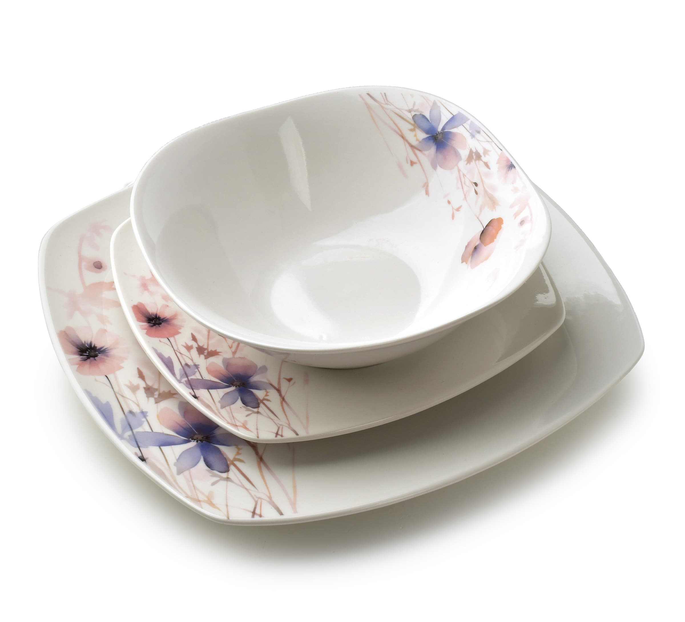 Porcelánová jedálenská súprava LEA Delicate 18 ks biela/ružová