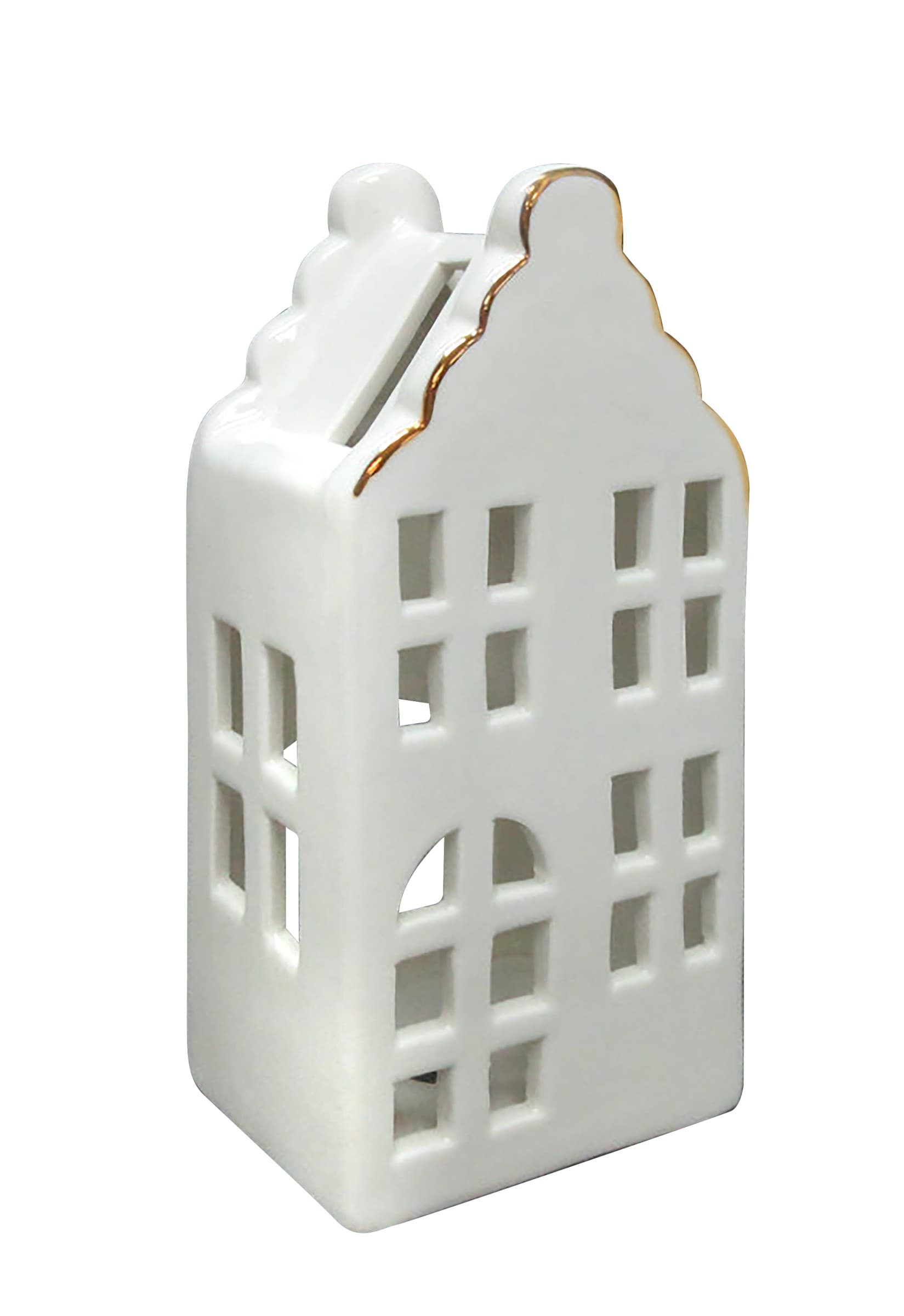 Vianočná keramická lampáš HYTTE VI 16,8 cm biela