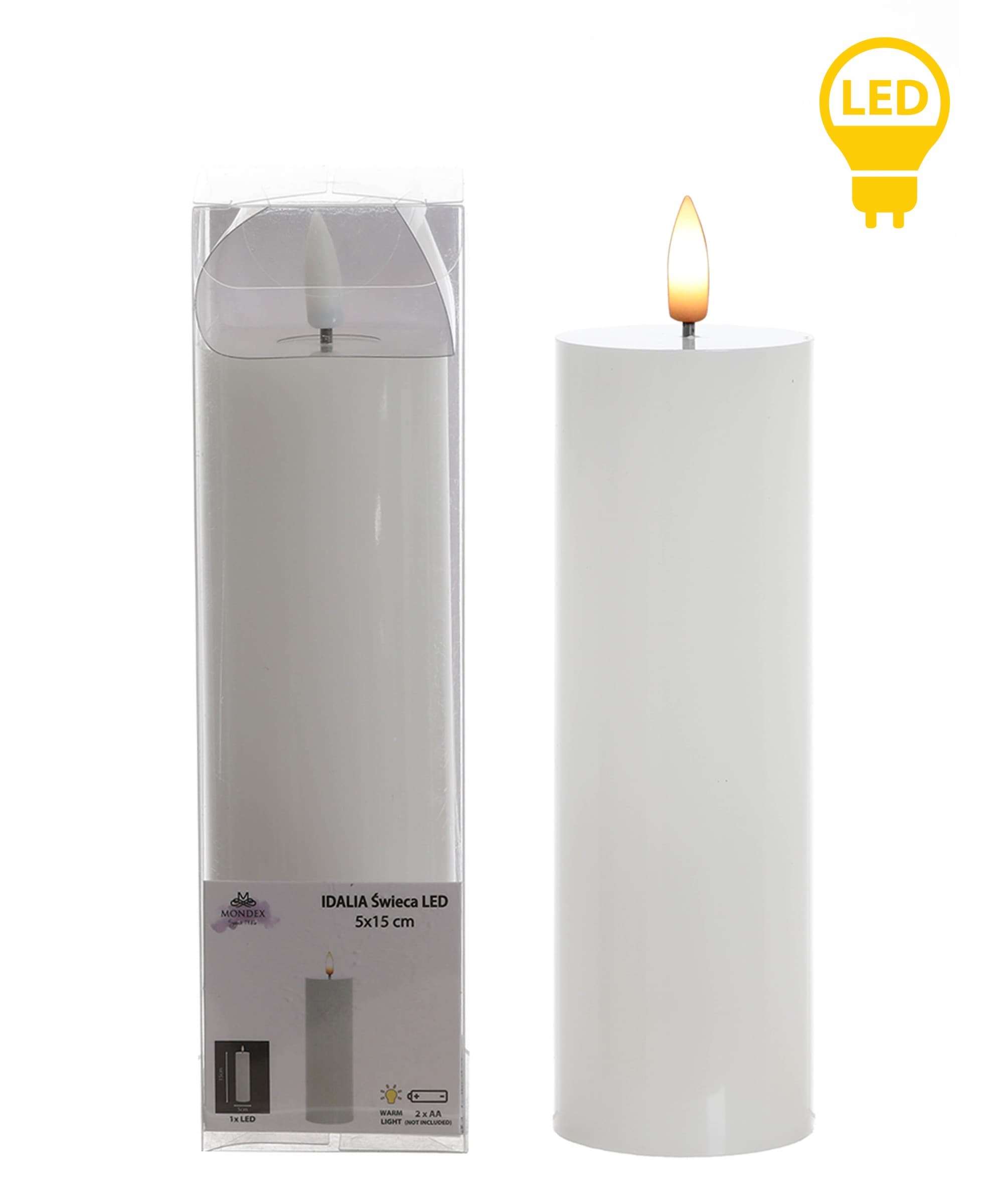 LED sviečka IDALIA 18 cm biela