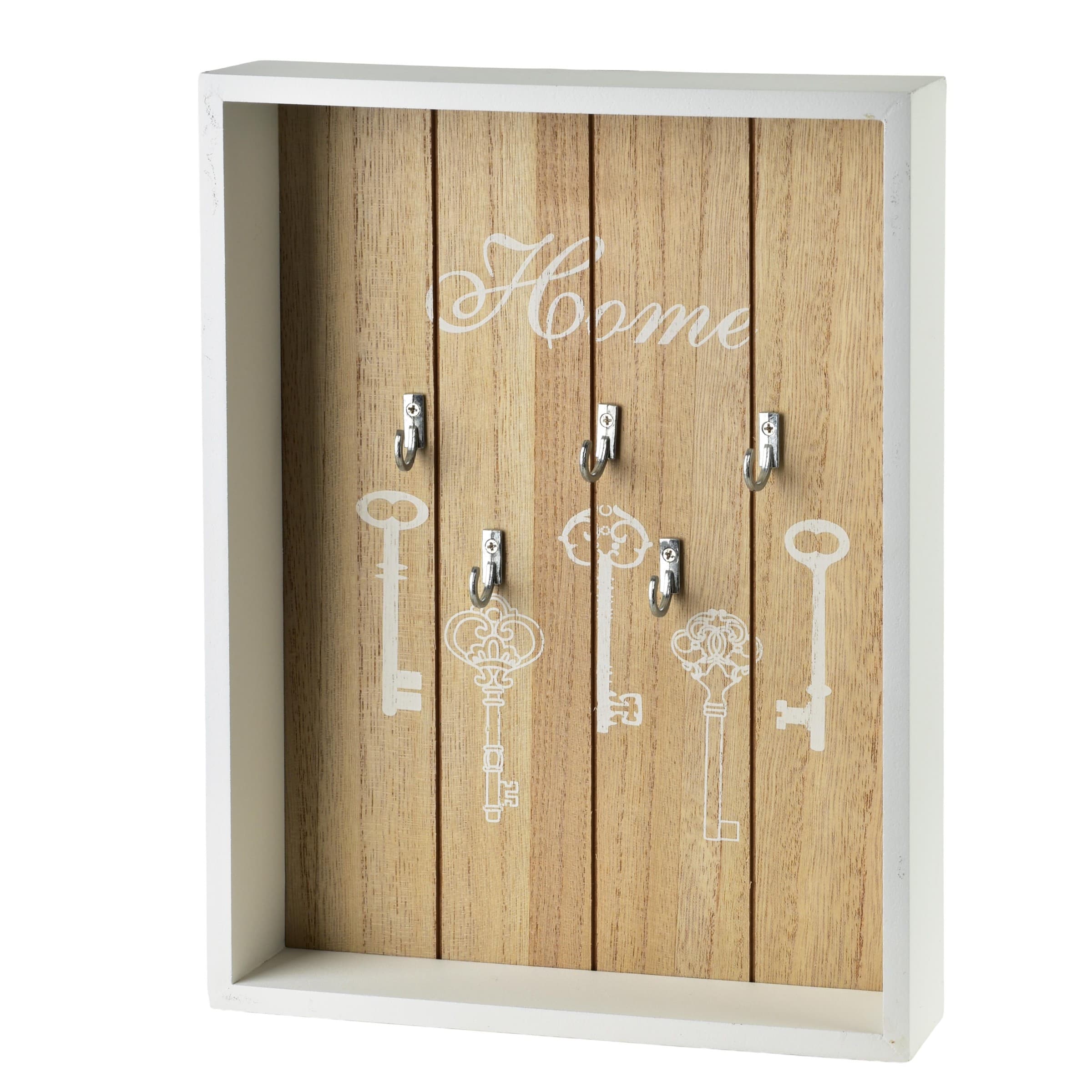 Drevená skrinka na kľúče STACY Key 22x5x28,5 cm biela/hnedá