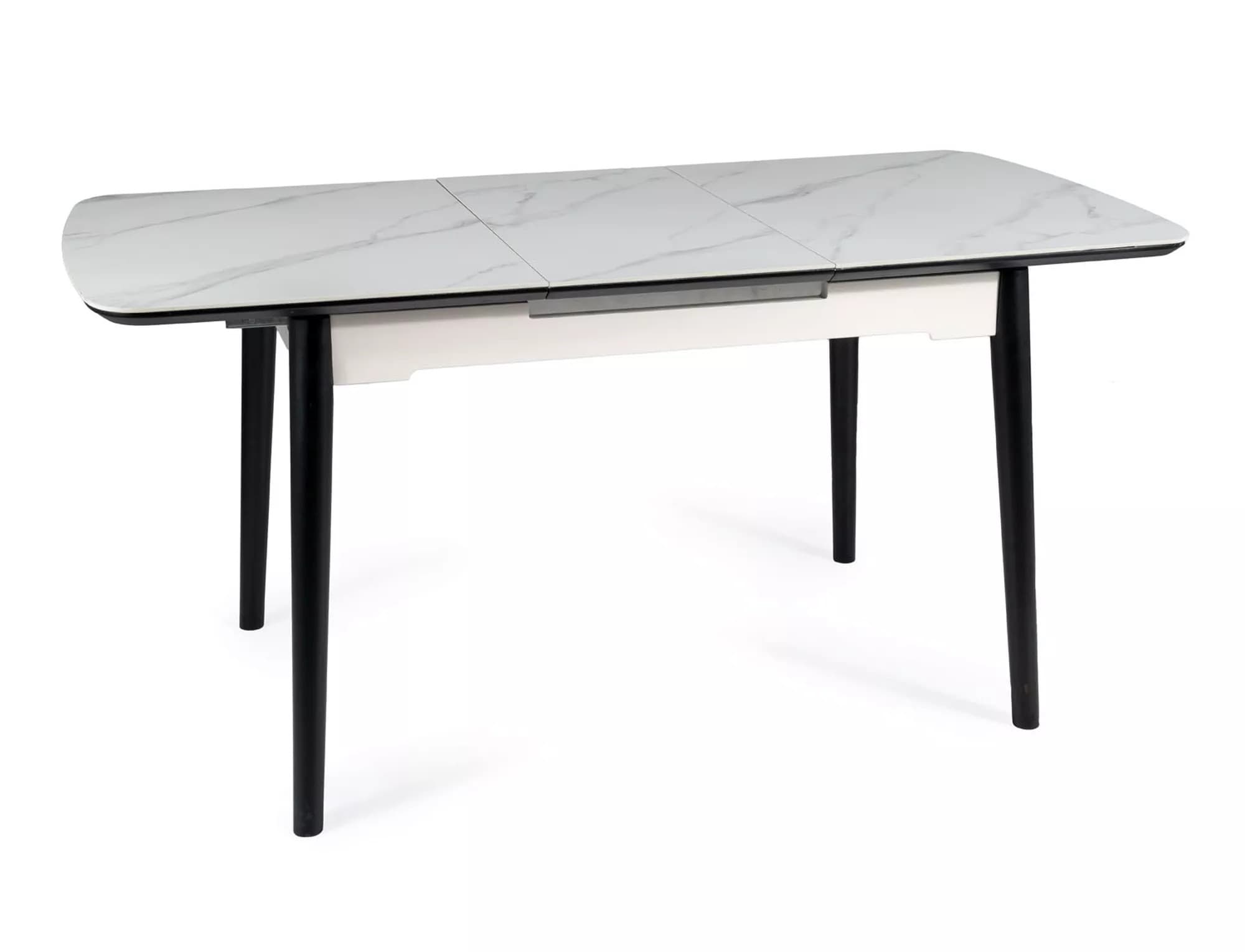 Rozkladací jedálenský stôl Apollo 120/160 cm biely mramor/čierny