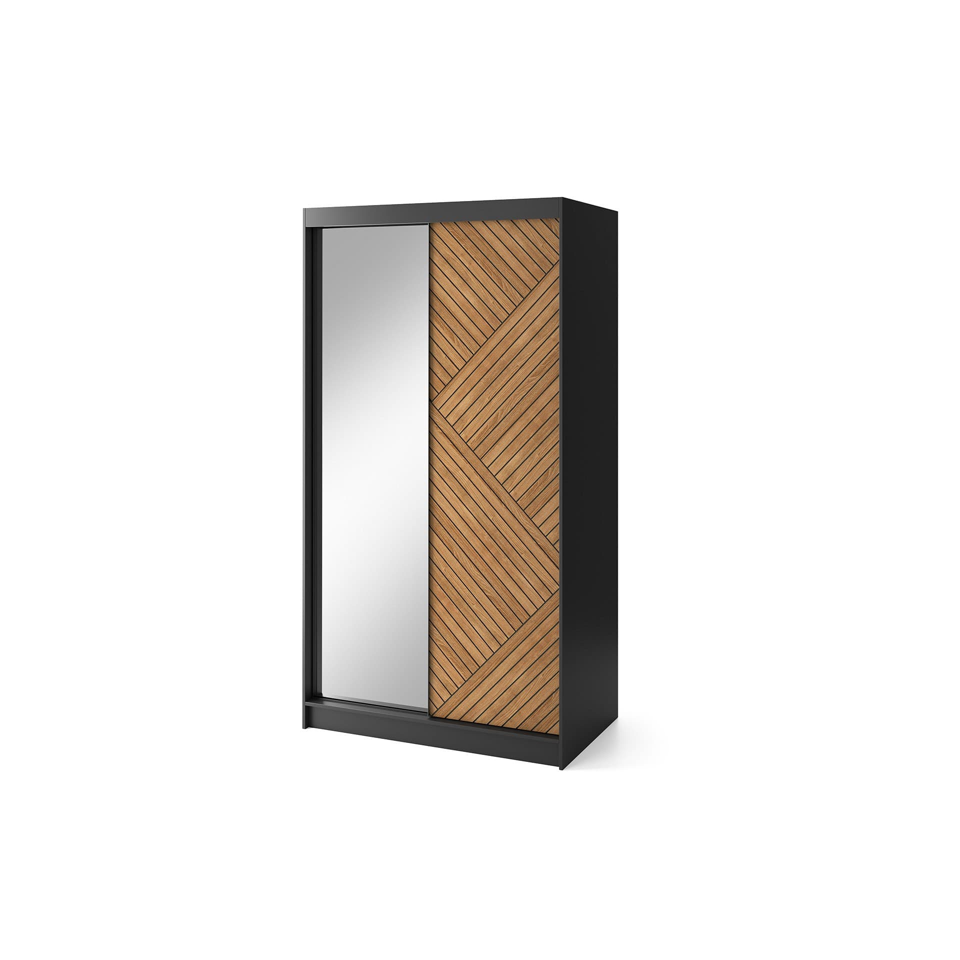 Šatníková skriňa Marrphy so zrkadlom 120 cm dub Caramel/čierna