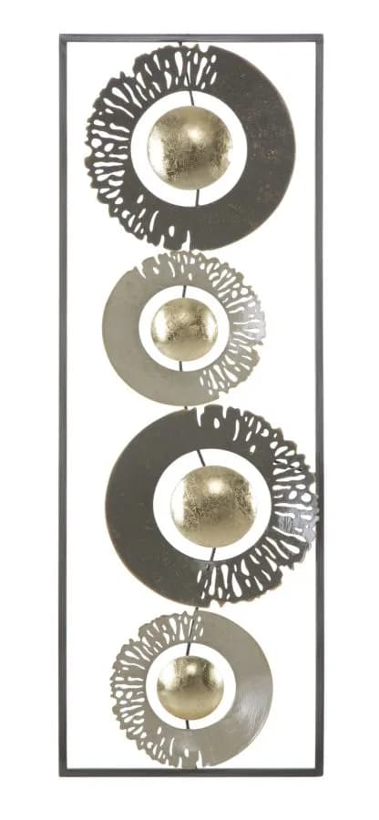 Kovová nástenná dekorácia Ring 31x89,5 cm zlatá/sivá