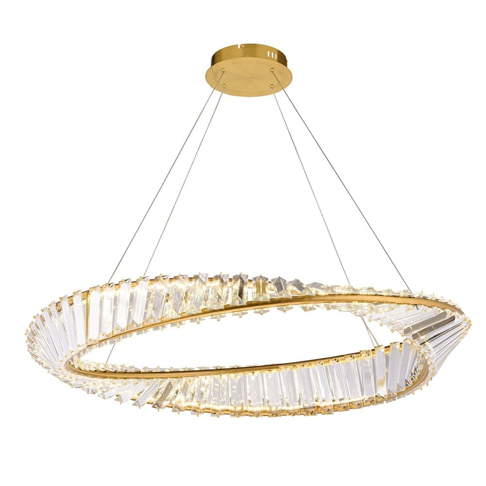 Krištáľový závesný LED luster APP1201-CP 50 cm zlatý/neutrálna biela