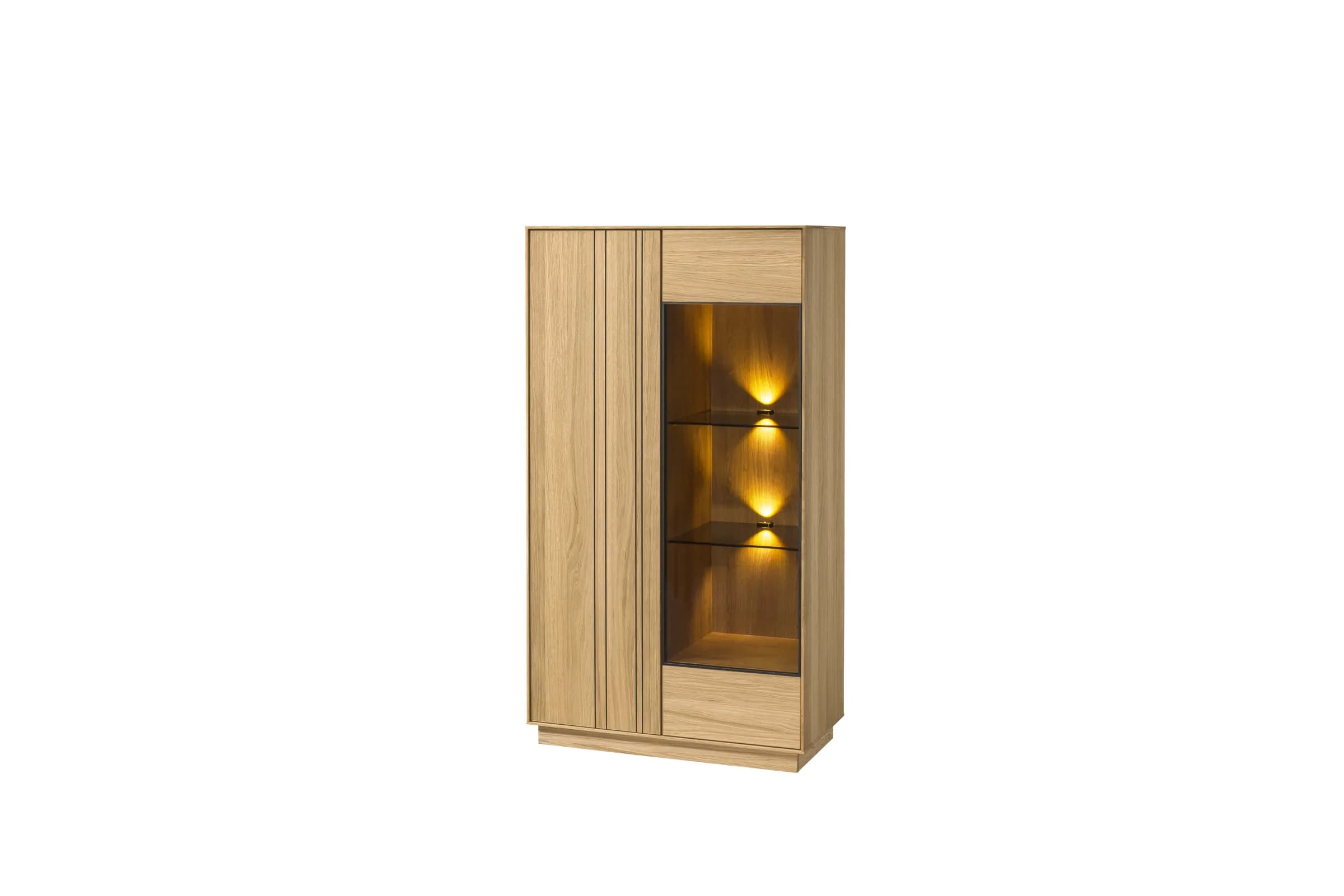 Vitrína s LED osvetlením Join 80 cm z masívu dub prírodný