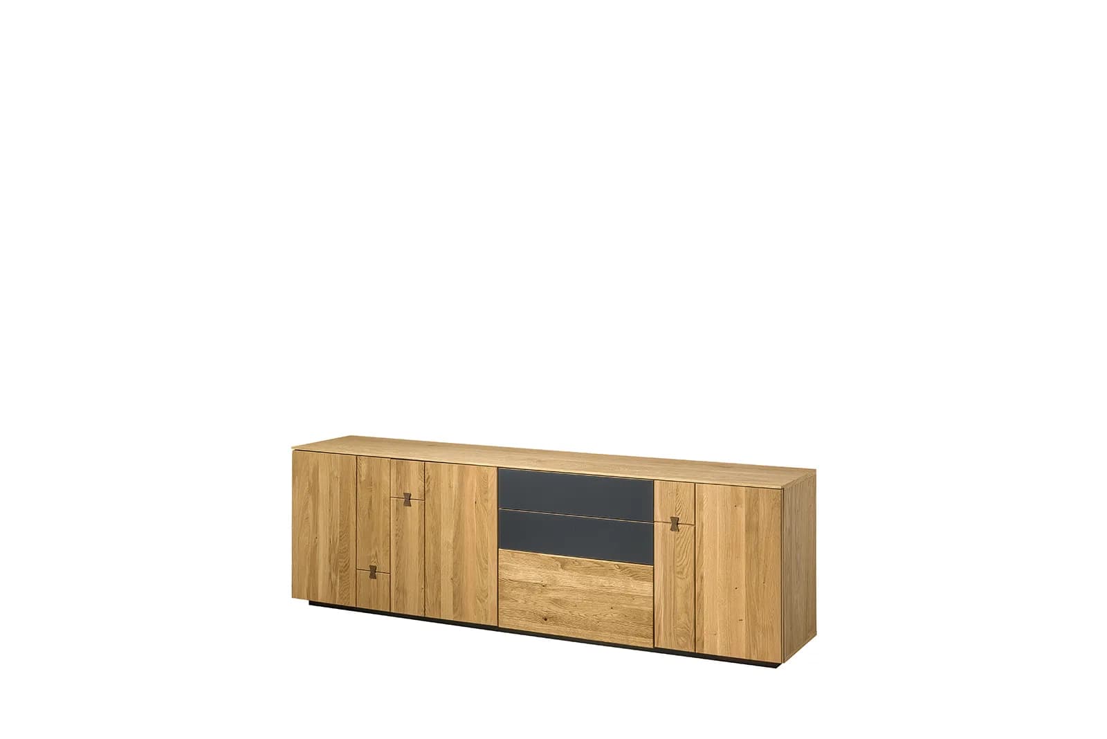 TV stolík Minura 25 195 cm z masívu dub prírodný/grafit