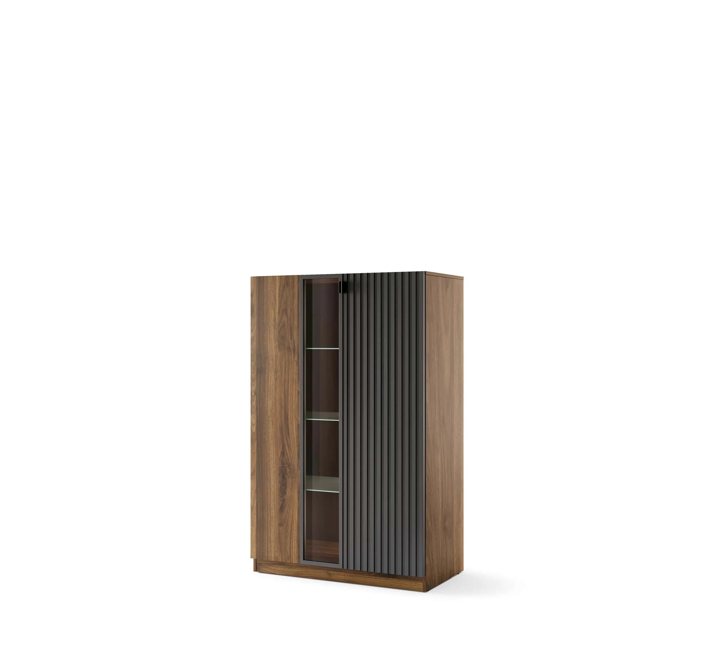Vitrína s LED osvetlením Radium 15 91 cm orech Columbia/čierna