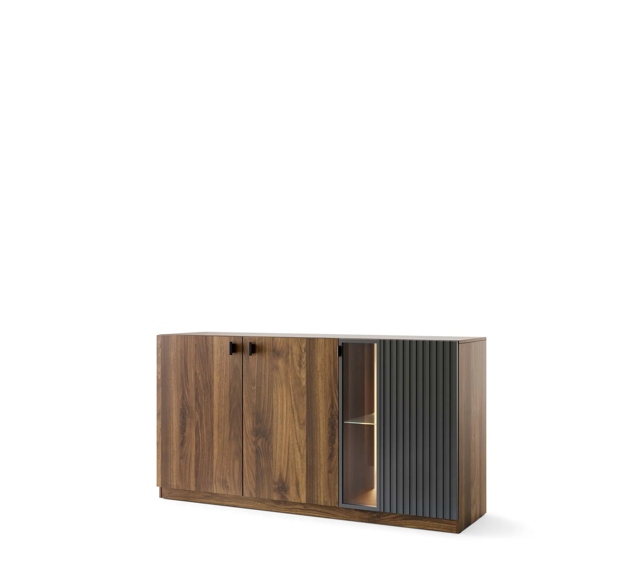 Komoda s LED osvetlením Radium 45 180 cm orech Columbia/čierna