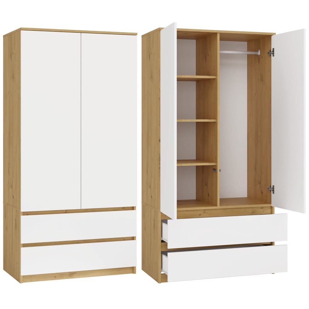 Šatníková skriňa MALWA I 90 cm dub artisan/biela