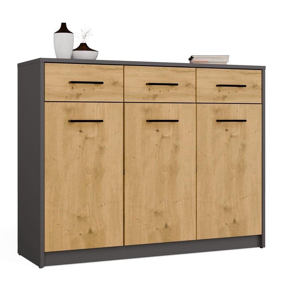 Komoda SIMPLO 3D3S 109 cm antracitová/dub artisan