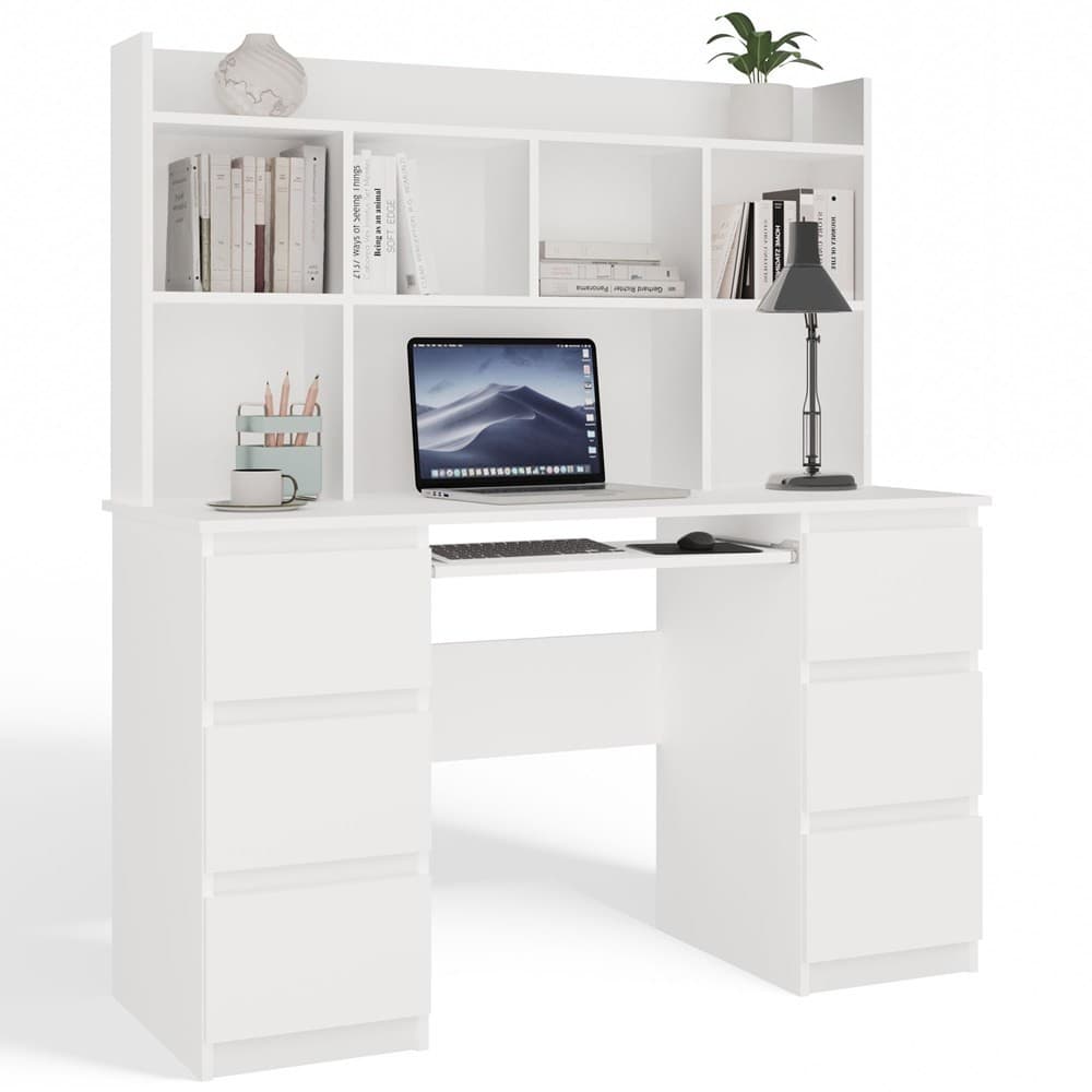 Písací stôl s nadstavcom KUBA 130 cm biely