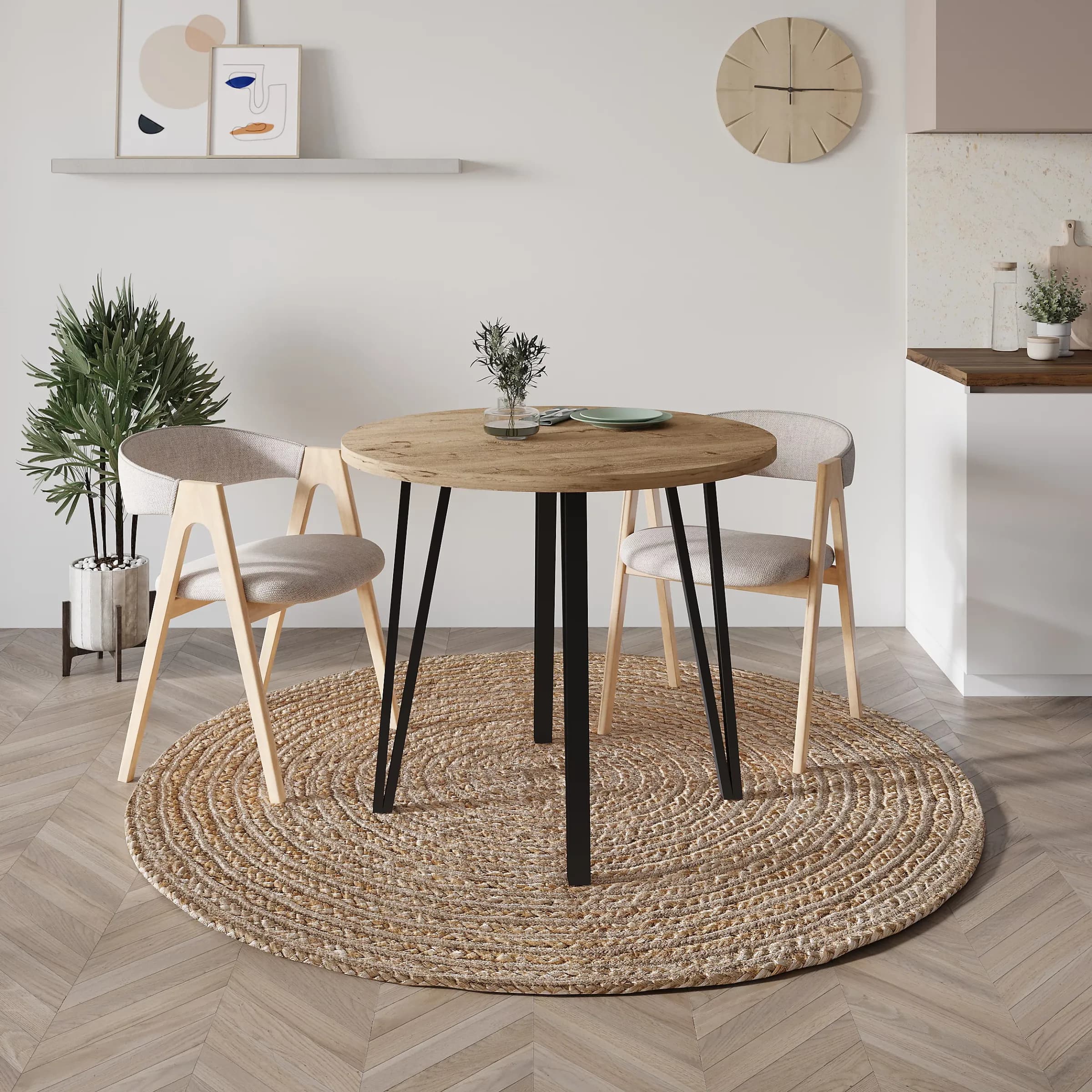 Okrúhly jedálenský stôl Houseland Xana 90 cm dub Castello medový