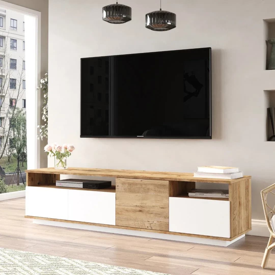 Televízny stolík Houseland Fledro biely/borovica Atlantic