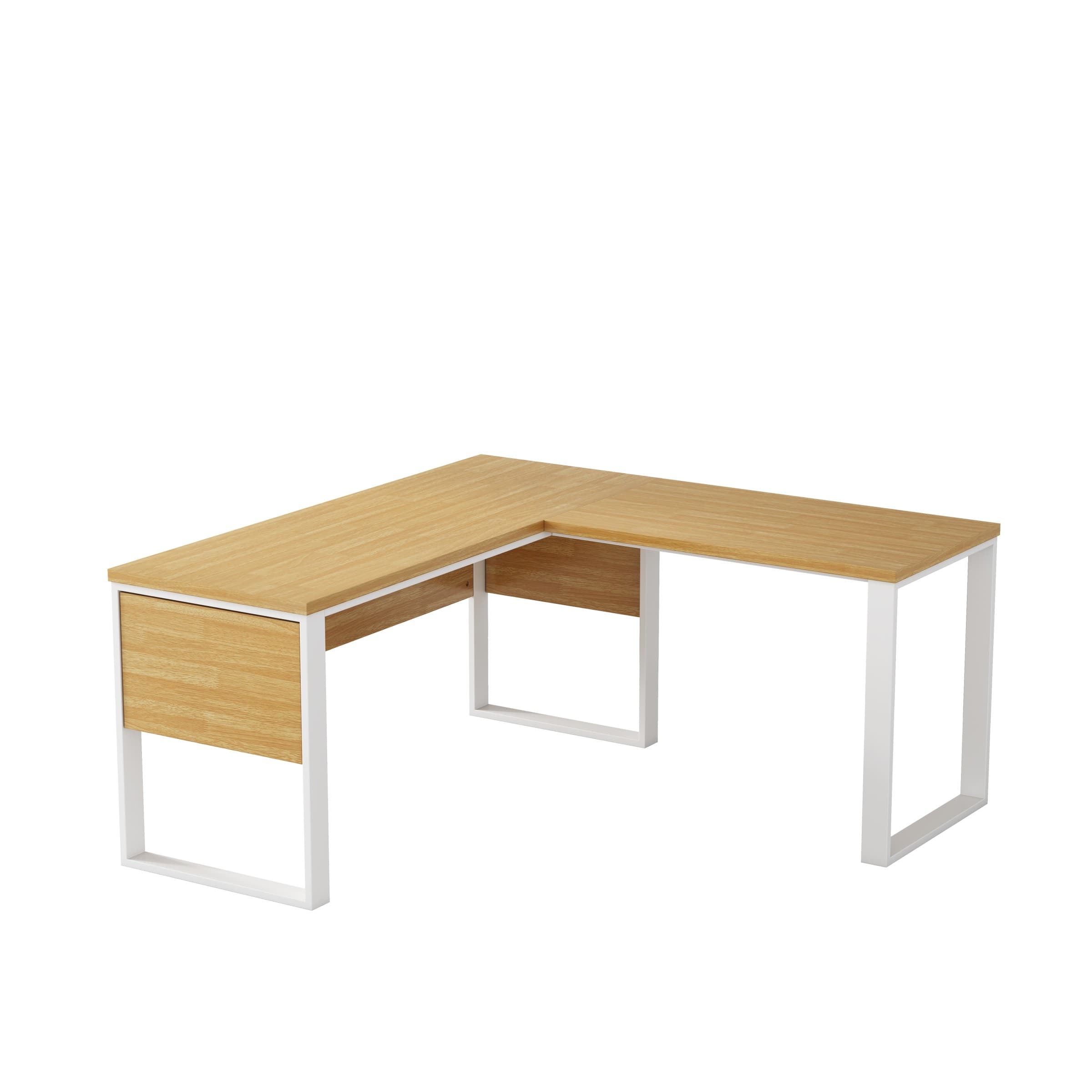 Rohový kancelársky stôl Houseland Nuvia Home 01 160 cm dub/biely