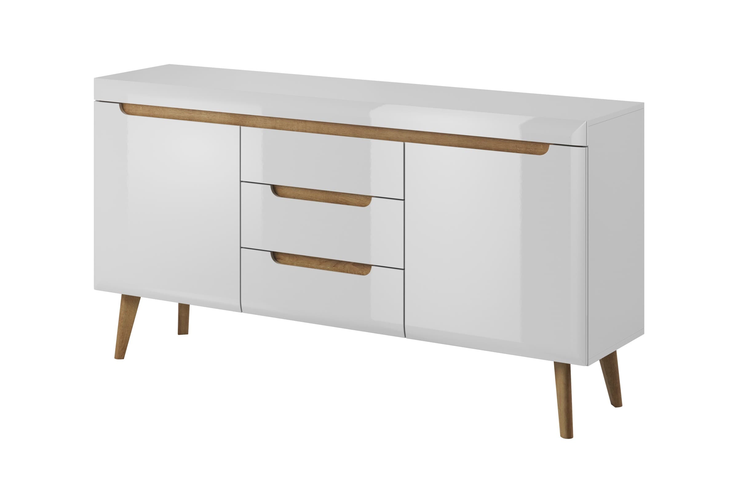 Komoda Nordi 160 cm so zásuvkami biela/dub Riviéra