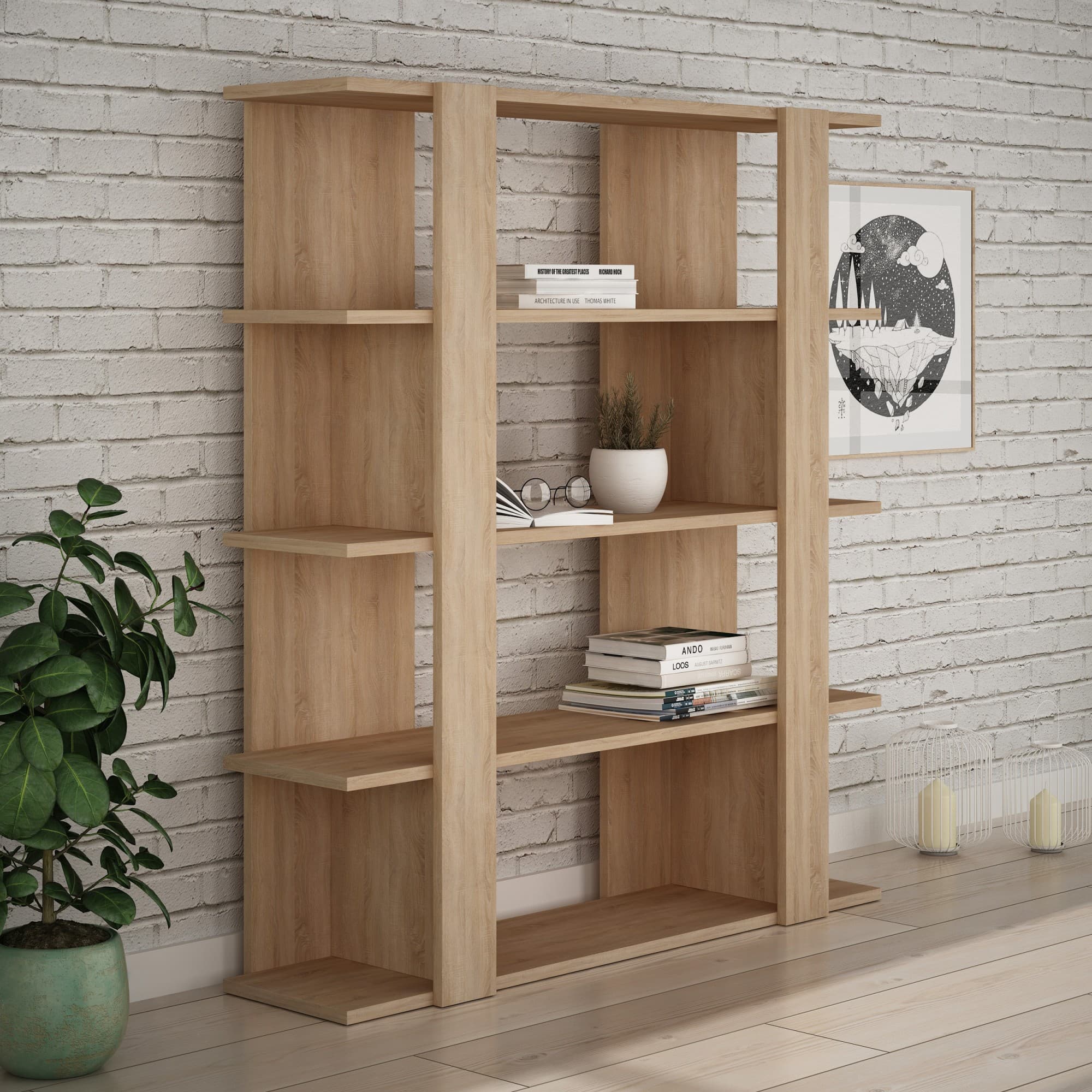 Moderná knižnica Houseland Tita dub prírodný