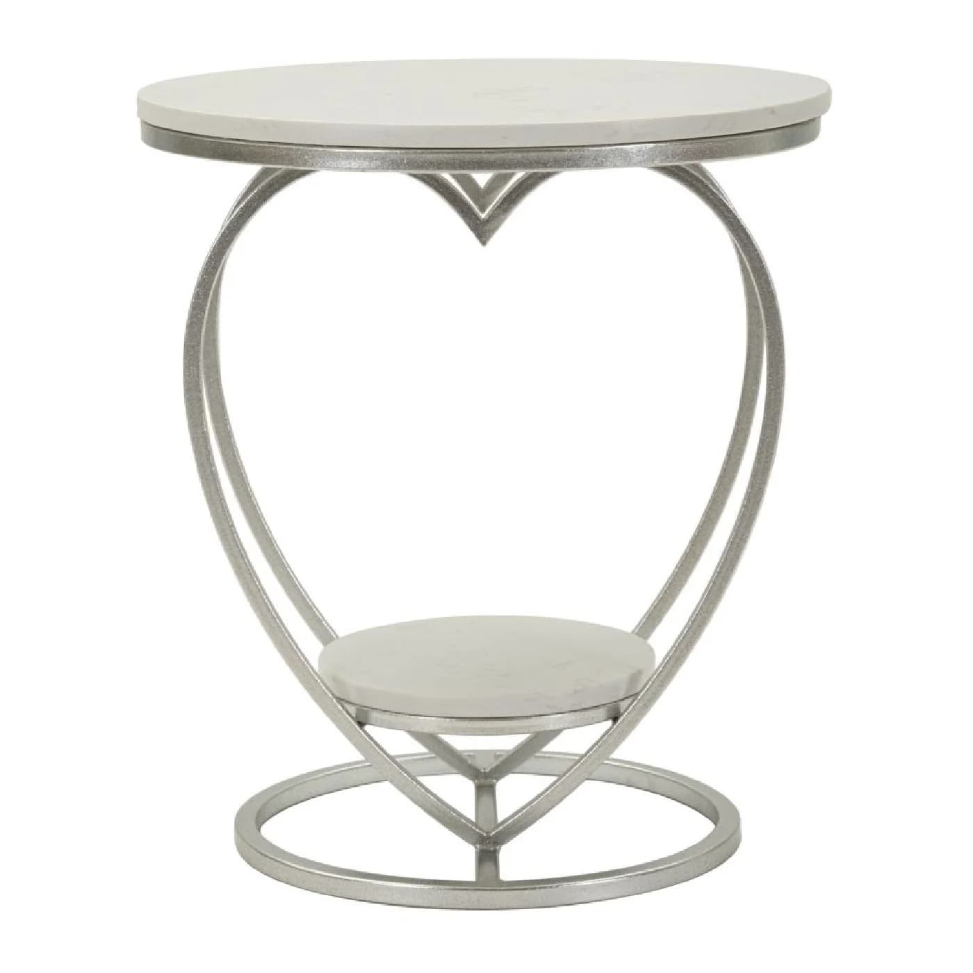 Odkladací stolík Srdce 40 cm strieborný/biely mramor
