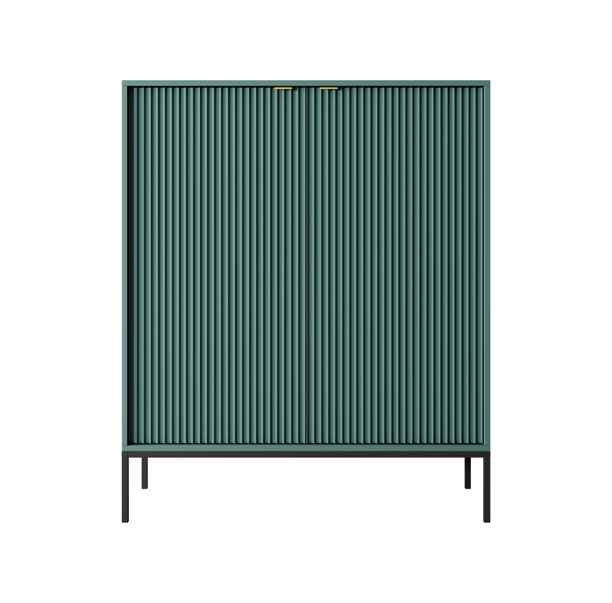 Komoda Nova 104 cm zelená/zlaté úchytky a čierny rám
