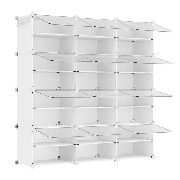 Modulárny botník Lux s 12 dvierkami číry/biely