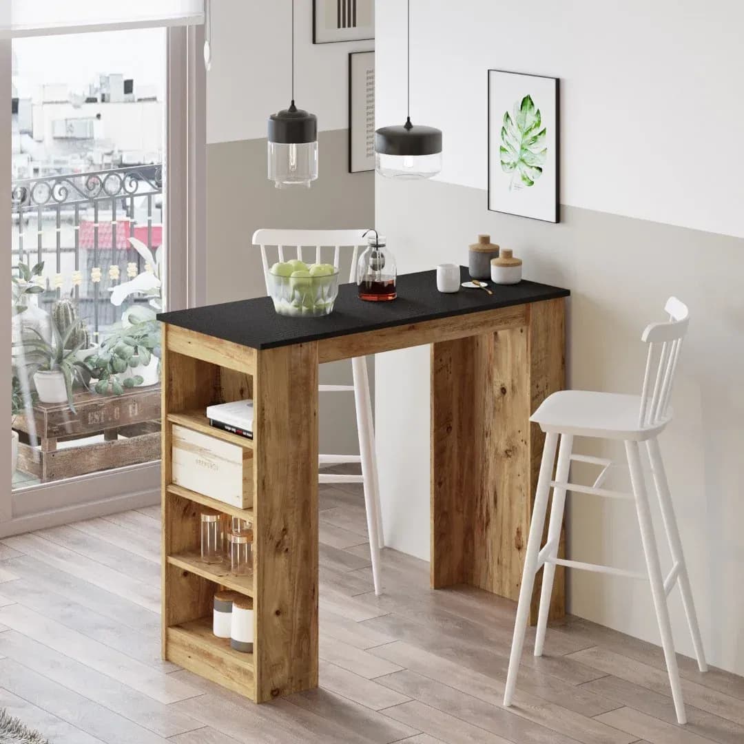 Barový stôl Houseland Masasi borovica Atlantic/čierna