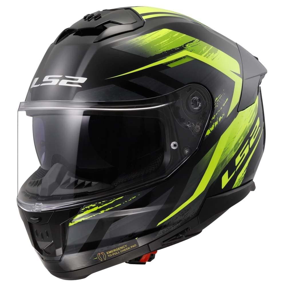 LS2 FF808 Stream II Fury Black H-V Yellow L (59-60)