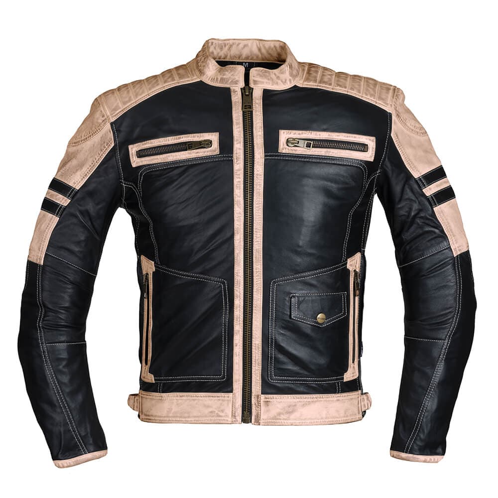 W-TEC Esbiker čierna s béžovými pruhmi - M