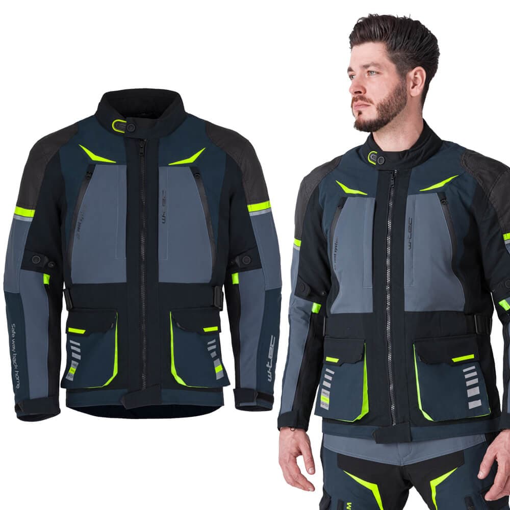 W-TEC Modock bunda čierno-modro-fluo žltá - S