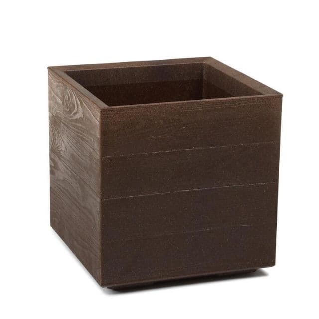 Kinekus Kvetináč plastový 390x390 mm KARO ECO COFFEE DESKA espresso výška 394 mm na kolieskach