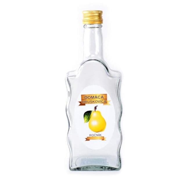 Kinekus Sklenená fľaša, 500 ml, hranatá, HRUŠKOVICA, s uzáverom na závit, kláštorná