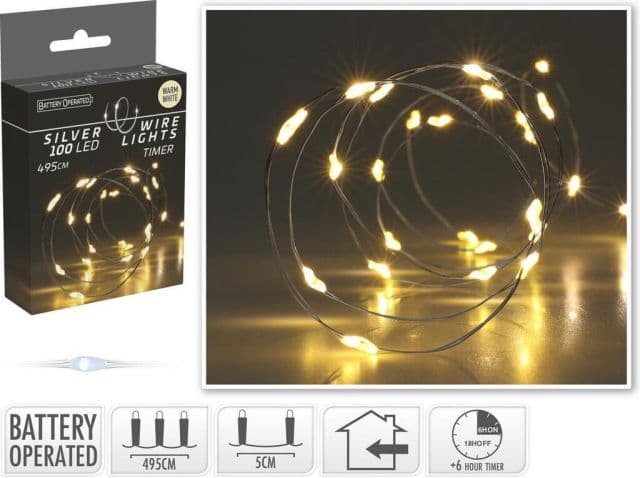 Kinekus Svetlo vianočné 100 LED teplé biele, s časovačom, baterky, vnútorné /64309714