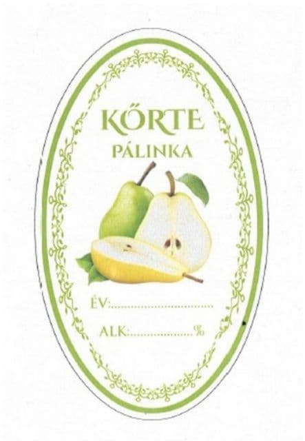 Kinekus Samolepka na fľašu KŐRTE PÁLINKA/HRUŠKOVICA domáca ovál 16ks etikiet HU