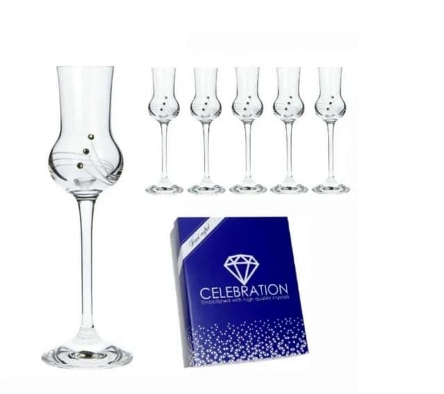 Kinekus Pohár štamprlík na stopke Grappa CRYSTALS 70ml, sada 6 ks KLC