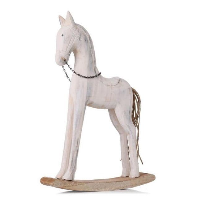 Kinekus Postavička koník na podstavci 37x25x5,6cm biela drevo