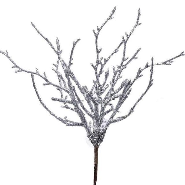 Kinekus Ozdoba zapichovacia vetvička 22cm strieborná