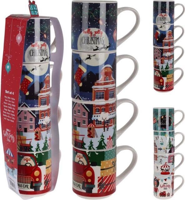 Kinekus Hrnček vianočný 265 ml sada 4 ks porcelán mix