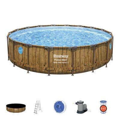 Bestway Bazén Bestway® Power Steel™, Vista Series, 56977, kartušová filtrácia, rebrík, plachta, ChemConnect ™ dávkovač, lepiaca záplata, 549x122cm