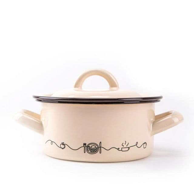 Kinekus Kastról smaltovaný s pokrievkou, 18cm/2,0L, dekor Linea